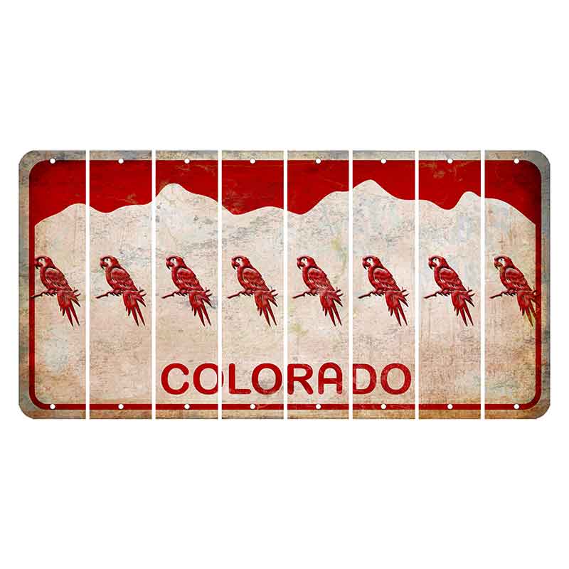 Colorado White|Red Mountains Cut License Plate Strips (Set of 8) Parrot
