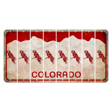 Colorado White|Red Mountains Cut License Plate Strips (Set of 8) Parrot