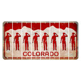 Colorado White|Red Mountains Cut License Plate Strips (Set of 8) Police Officer