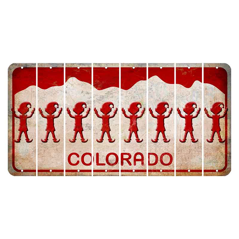 Colorado White|Red Mountains Cut License Plate Strips (Set of 8) Elf