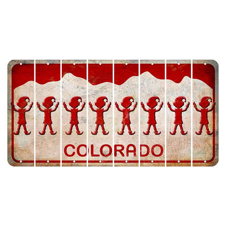Colorado White|Red Mountains Cut License Plate Strips (Set of 8) Elf