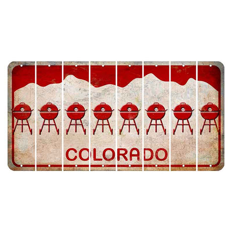 Colorado White|Red Mountains Cut License Plate Strips (Set of 8) Grill