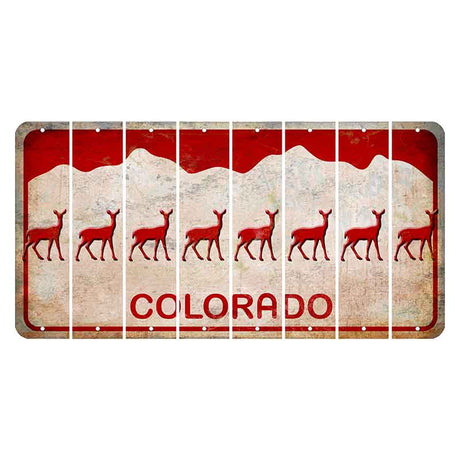 Colorado White|Red Mountains Cut License Plate Strips (Set of 8) Doe