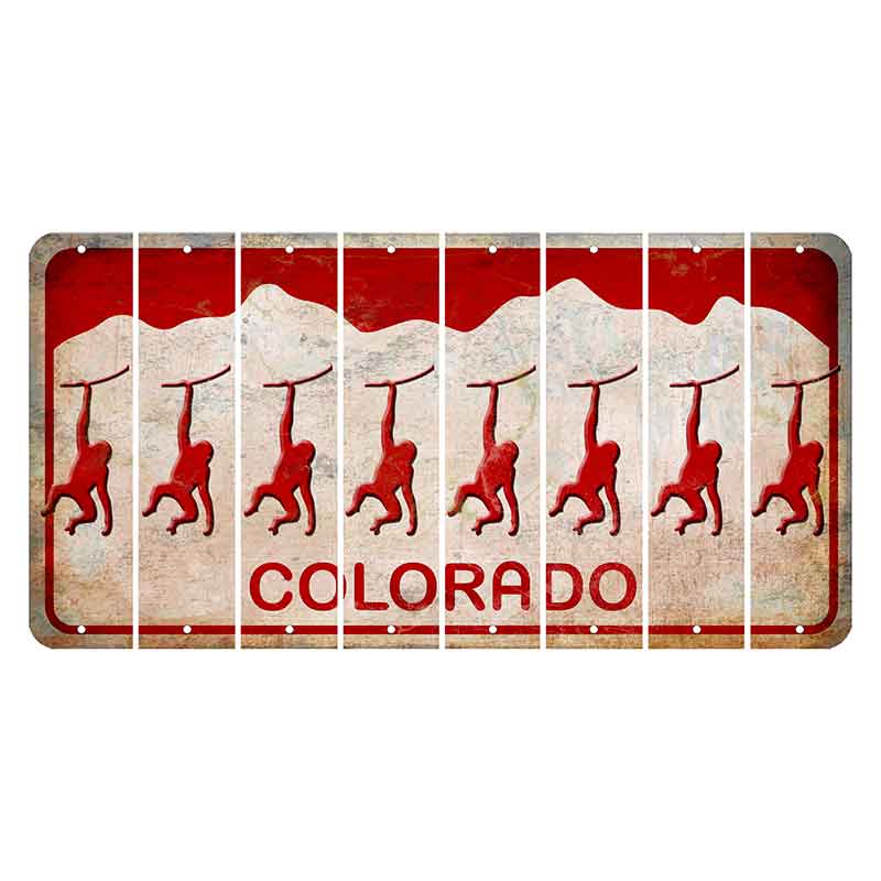 Colorado White|Red Mountains Cut License Plate Strips (Set of 8) Monkey