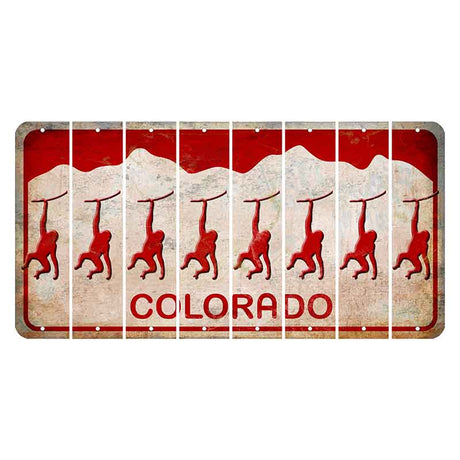 Colorado White|Red Mountains Cut License Plate Strips (Set of 8) Monkey