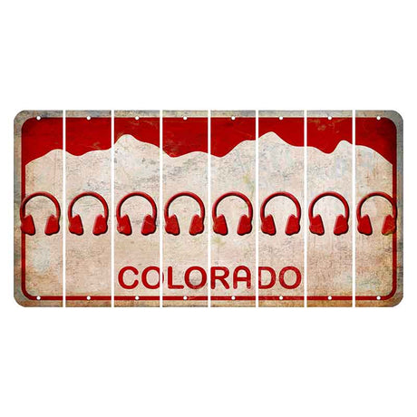 Colorado White|Red Mountains Cut License Plate Strips (Set of 8) Headphones