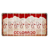 Colorado White|Red Mountains Cut License Plate Strips (Set of 8) Stethoscope