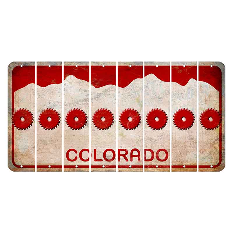 Colorado White|Red Mountains Cut License Plate Strips (Set of 8) Saw Blade