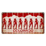 Colorado White|Red Mountains Cut License Plate Strips (Set of 8) Cowgirl