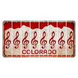 Colorado White|Red Mountains Cut License Plate Strips (Set of 8) Music Note