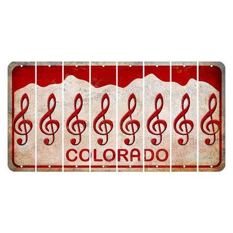 Colorado White|Red Mountains Cut License Plate Strips (Set of 8) Music Note