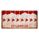 Colorado White|Red Mountains Cut License Plate Strips (Set of 8) Snowboarder