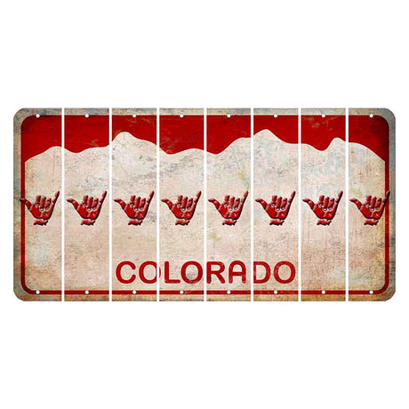 Colorado White|Red Mountains Cut License Plate Strips (Set of 8) Hang Loose