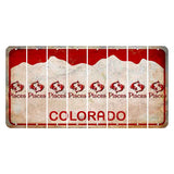 Colorado White|Red Mountains Cut License Plate Strips (Set of 8) Zodiac Sign - Pisces