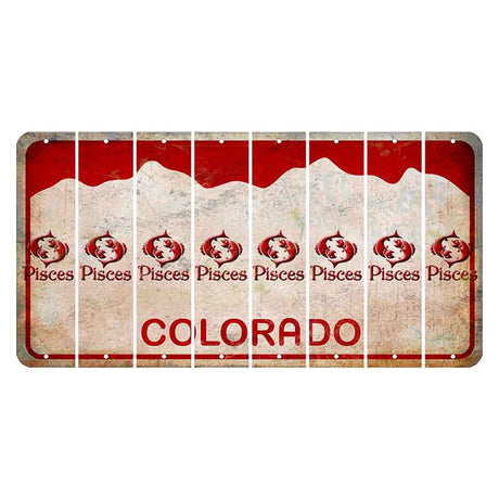 Colorado White|Red Mountains Cut License Plate Strips (Set of 8) Zodiac Sign - Pisces