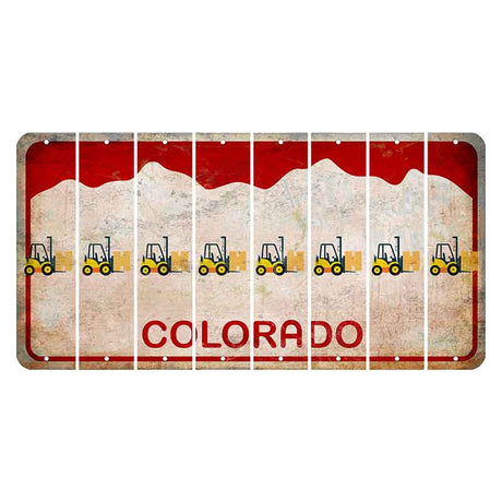 Colorado White|Red Mountains Cut License Plate Strips (Set of 8) Forklift