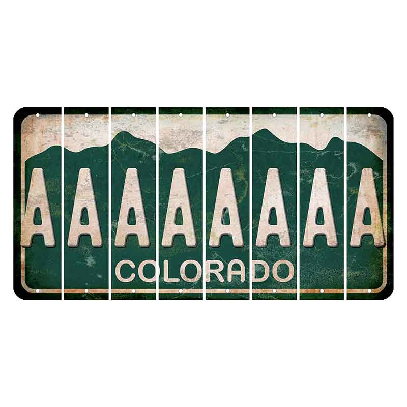 Colorado Green|White Mountains Cut License Plate Strips (Set of 8) A