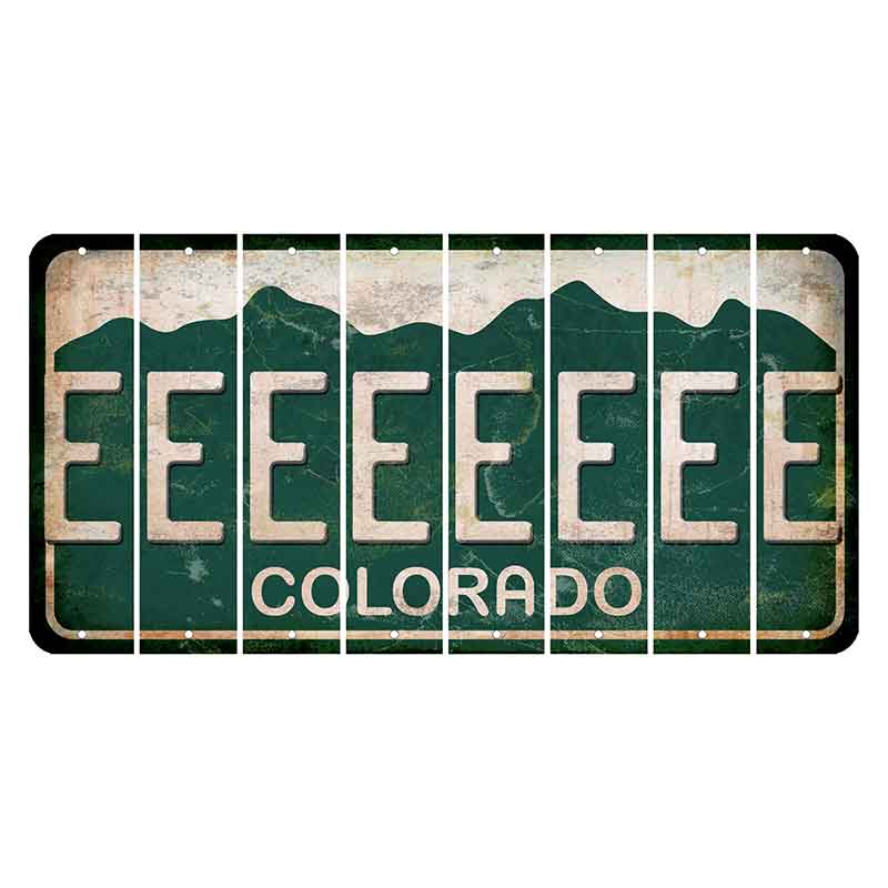 Colorado Green|White Mountains Cut License Plate Strips (Set of 8) E