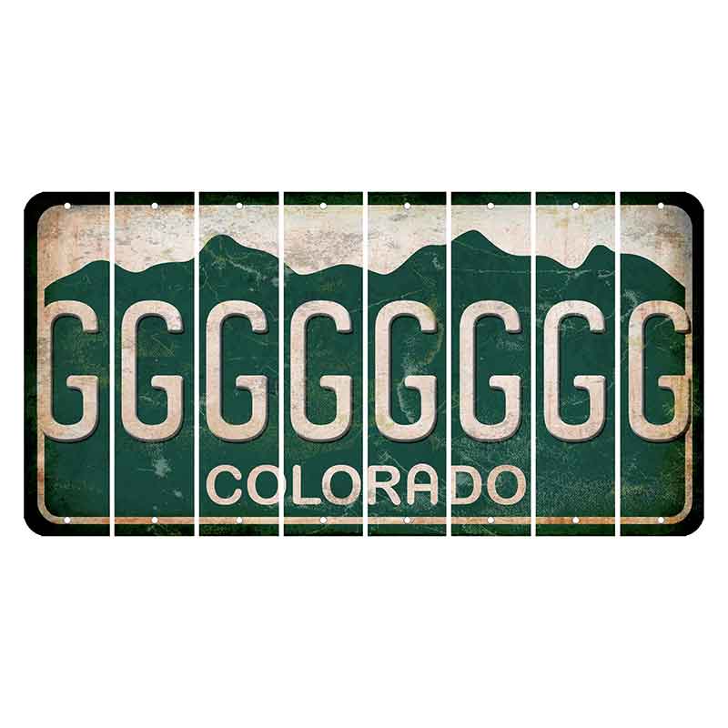 Colorado Green|White Mountains Cut License Plate Strips (Set of 8) G