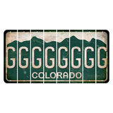 Colorado Green|White Mountains Cut License Plate Strips (Set of 8) G