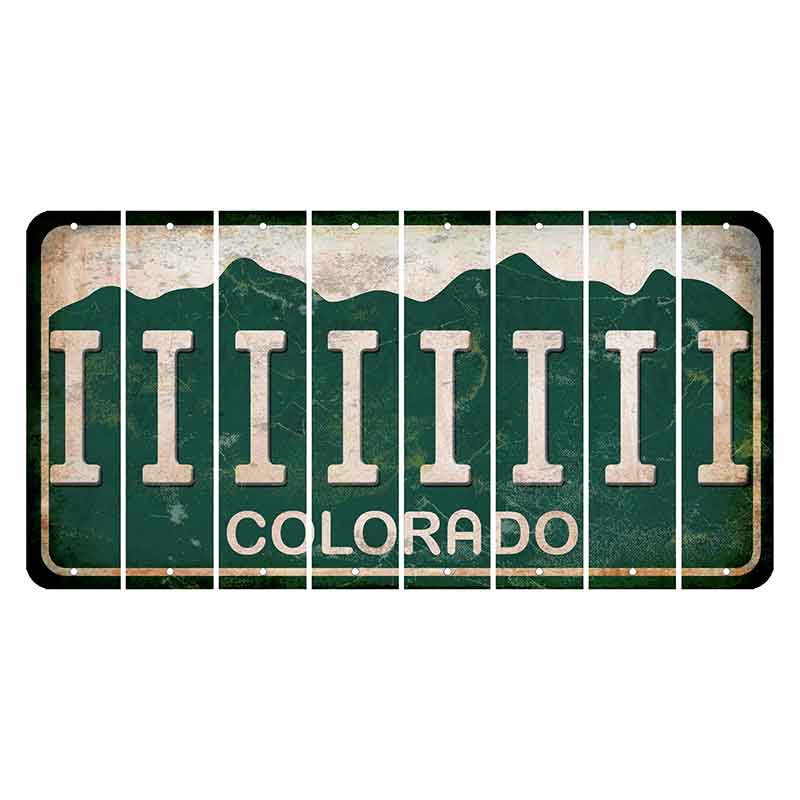 Colorado Green|White Mountains Cut License Plate Strips (Set of 8) I