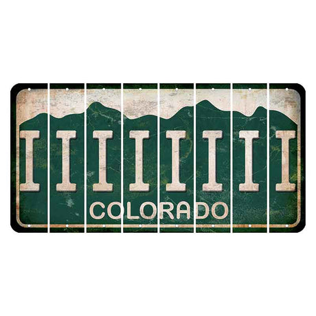 Colorado Green|White Mountains Cut License Plate Strips (Set of 8) I