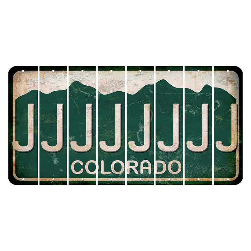 Colorado Green|White Mountains Cut License Plate Strips (Set of 8) J