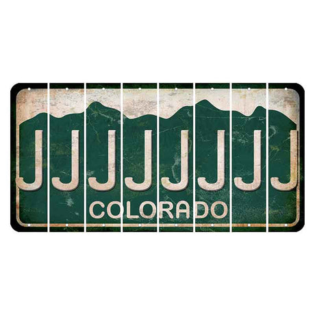 Colorado Green|White Mountains Cut License Plate Strips (Set of 8) J