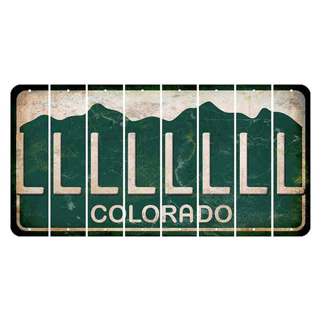 Colorado Green|White Mountains Cut License Plate Strips (Set of 8) L