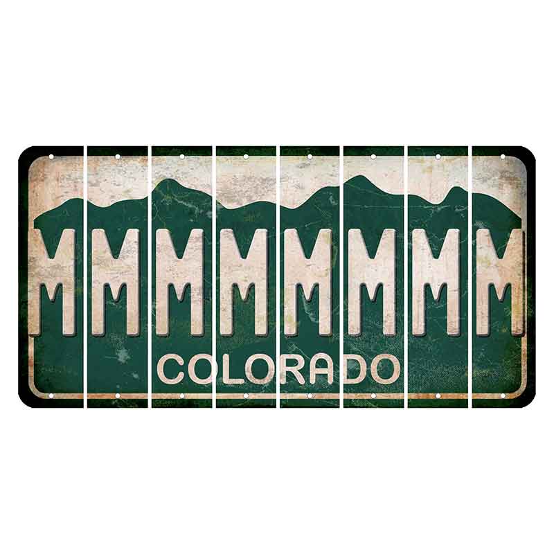 Colorado Green|White Mountains Cut License Plate Strips (Set of 8) M