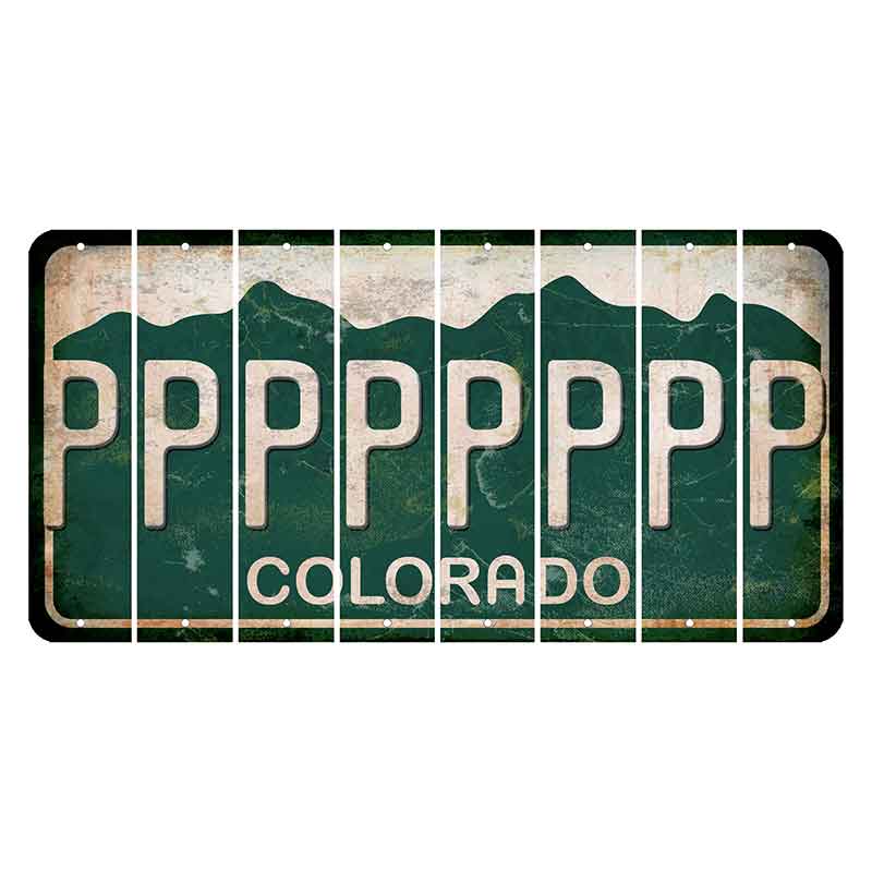 Colorado Green|White Mountains Cut License Plate Strips (Set of 8) P