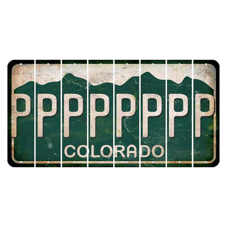 Colorado Green|White Mountains Cut License Plate Strips (Set of 8) P