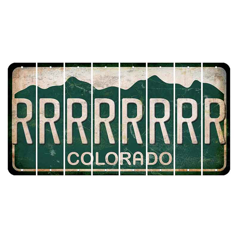 Colorado Green|White Mountains Cut License Plate Strips (Set of 8) R
