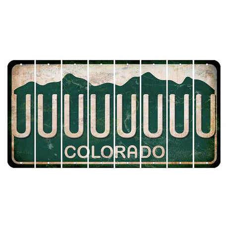 Colorado Green|White Mountains Cut License Plate Strips (Set of 8) U