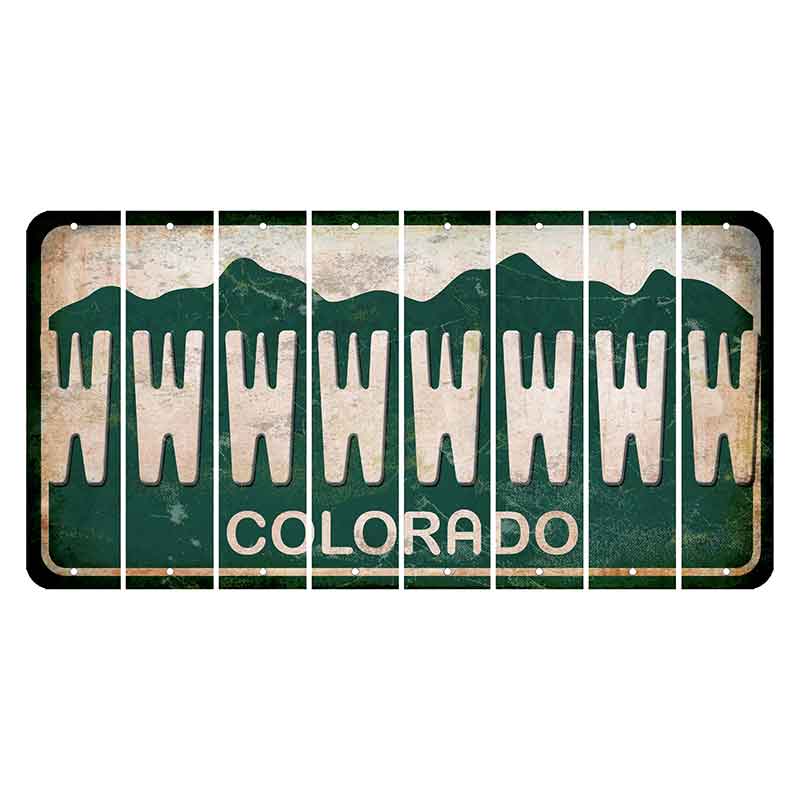 Colorado Green|White Mountains Cut License Plate Strips (Set of 8) W