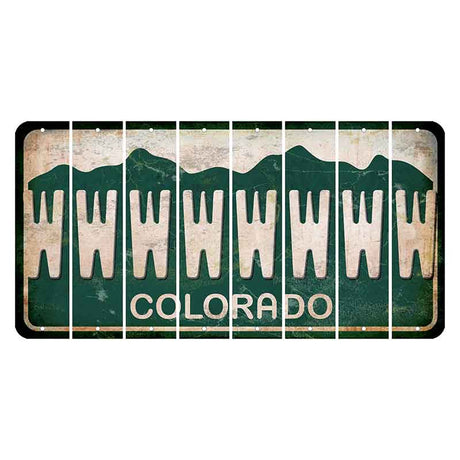 Colorado Green|White Mountains Cut License Plate Strips (Set of 8) W