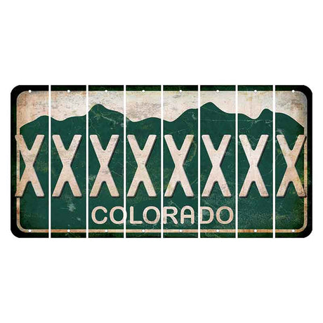 Colorado Green|White Mountains Cut License Plate Strips (Set of 8) X