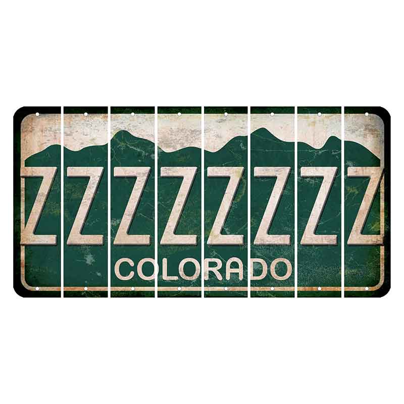 Colorado Green|White Mountains Cut License Plate Strips (Set of 8) Z