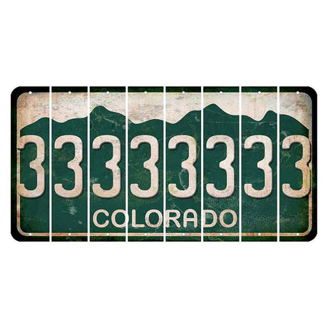 Colorado Green|White Mountains Cut License Plate Strips (Set of 8) 3