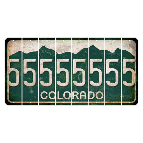 Colorado Green|White Mountains Cut License Plate Strips (Set of 8) 5