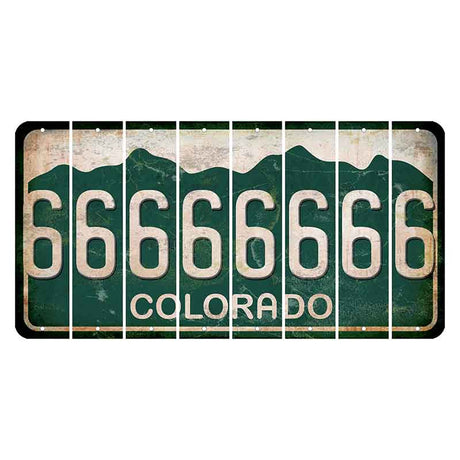 Colorado Green|White Mountains Cut License Plate Strips (Set of 8) 6