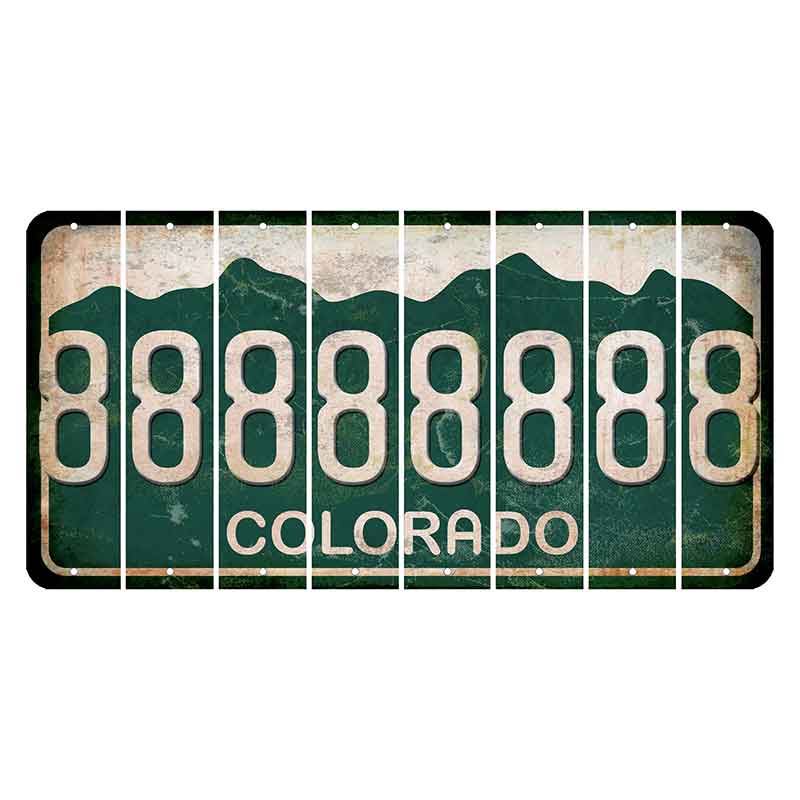 Colorado Green|White Mountains Cut License Plate Strips (Set of 8) 8