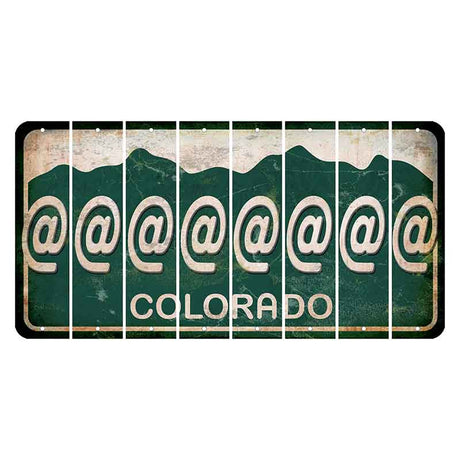 Colorado Green|White Mountains Cut License Plate Strips (Set of 8) At Sign