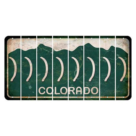 Colorado Green|White Mountains Cut License Plate Strips (Set of 8) Parenthesis - Right