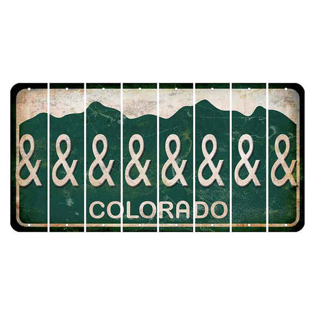 Colorado Green|White Mountains Cut License Plate Strips (Set of 8) And Sign