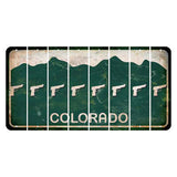 Colorado Green|White Mountains Cut License Plate Strips (Set of 8) Handgun