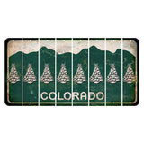 Colorado Green|White Mountains Cut License Plate Strips (Set of 8) Christmas Tree