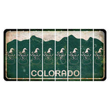 Colorado Green|White Mountains Cut License Plate Strips (Set of 8) Snowman