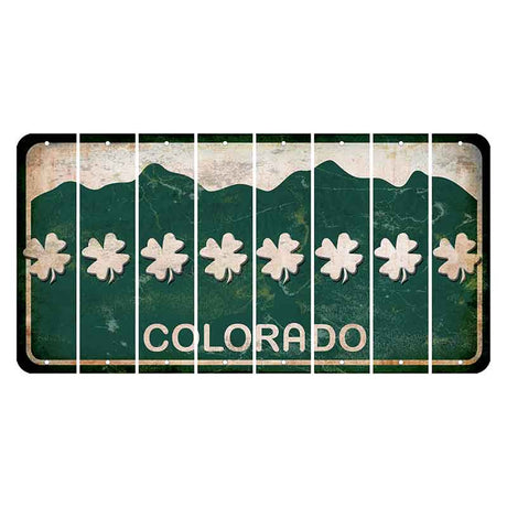 Colorado Green|White Mountains Cut License Plate Strips (Set of 8) Shamrock