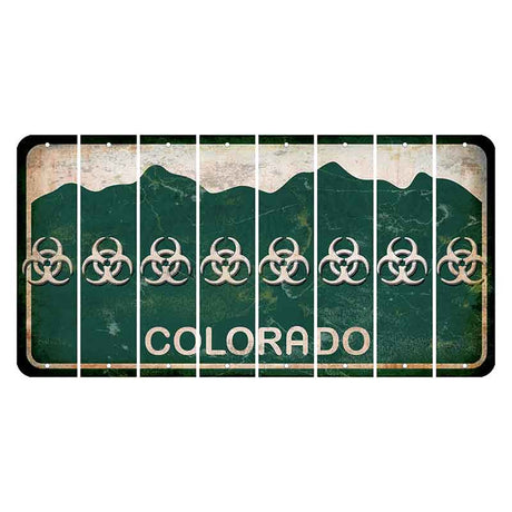 Colorado Green|White Mountains Cut License Plate Strips (Set of 8) Radioactive